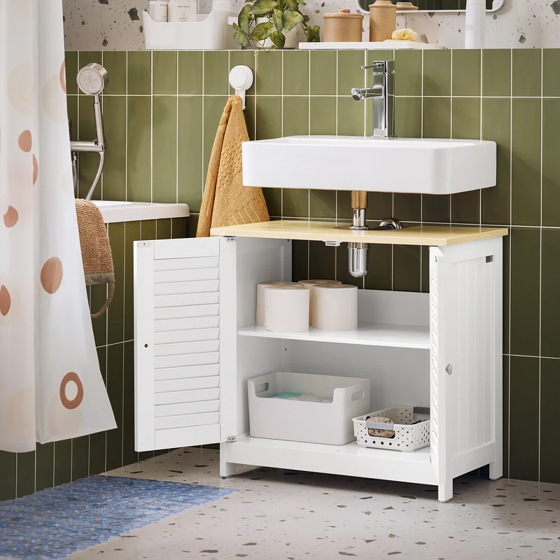 SoBuy kylpyhuone kaappi Allaskaappi 2 ovea FRG237-WN