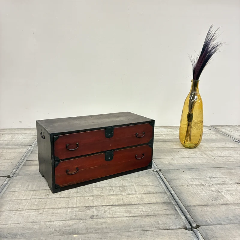 Asiatische Tansu Kommode Holz Braun Schwarz Eisenbeschläge Schrank Antik Gebraucht