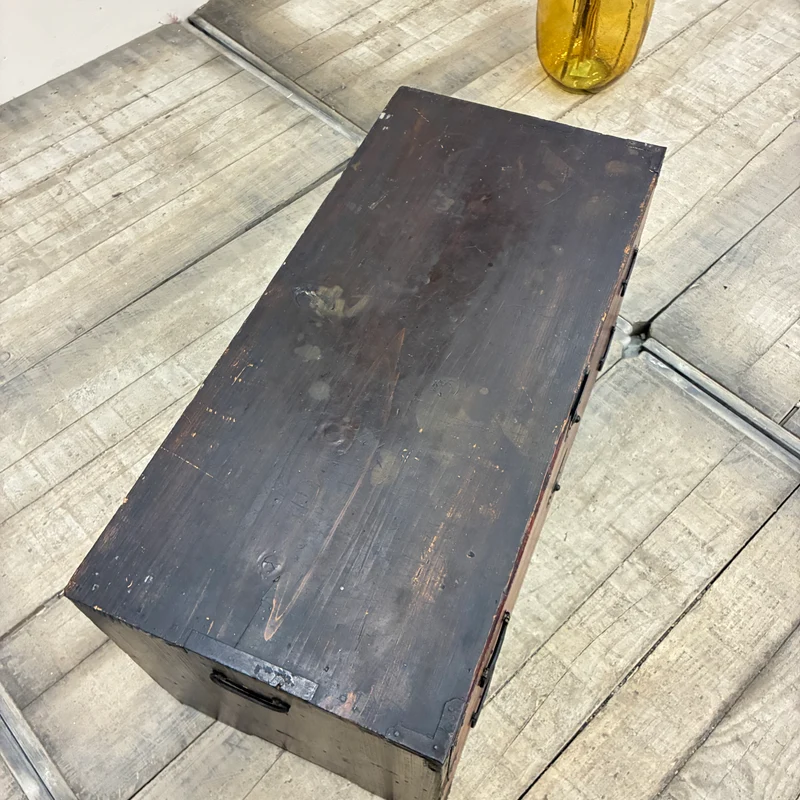 Asiatische Tansu Kommode Holz Braun Schwarz Eisenbeschläge Schrank Antik Gebraucht