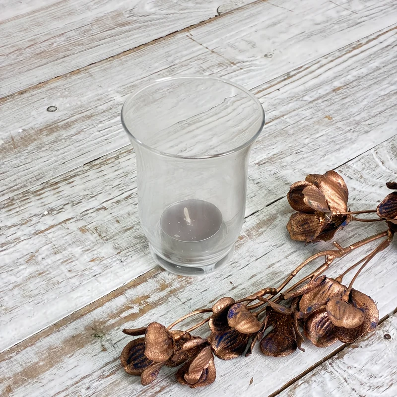 Glas-Teelichthalter Windlicht Tischvase Becherform Transparent Klarglas Gebraucht