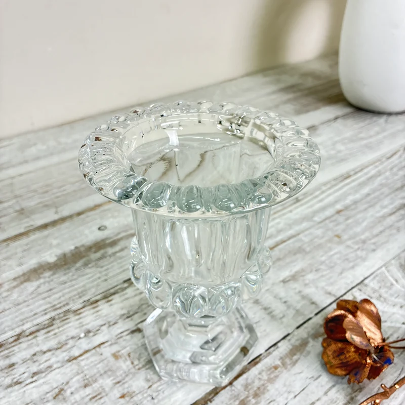 Glasvase Pressglas Pokalform Windlicht Klarglas Transparent Vase Gefäß Gebraucht