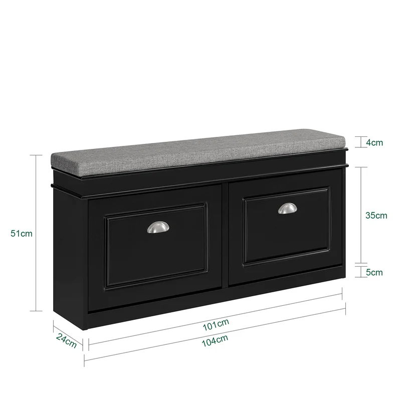 SoBuy FSR64-SCH Kenkäpenkki 8 Parille – 104 × 24 × 52 cm, Musta