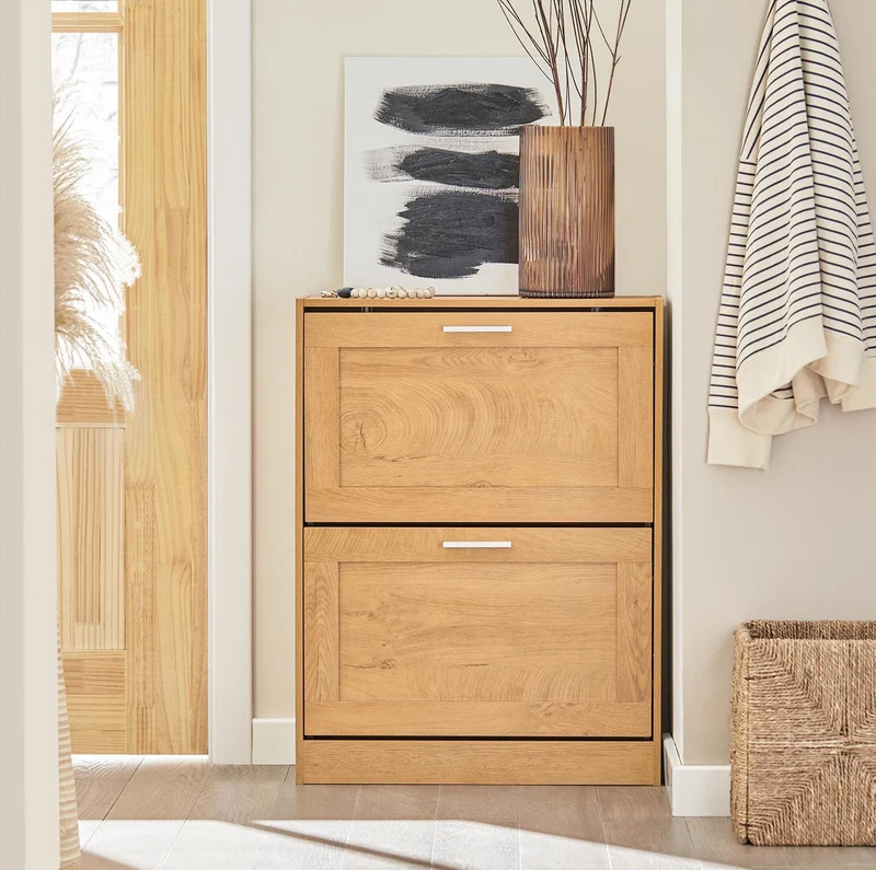 SoBuy Kenkäkaappi 2 Ovella puukuitulevyä ja lastulevyä Beige FSR137-N