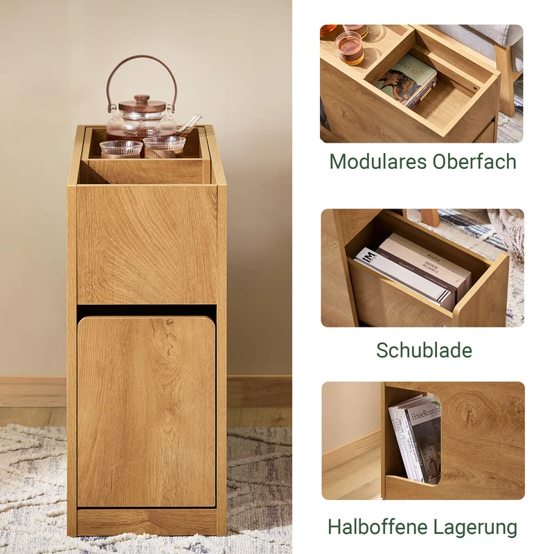 SoBuy | Nachttisch | Beistelltisch | Sofatisch | Schrank für Büro Natur | FBT158-N