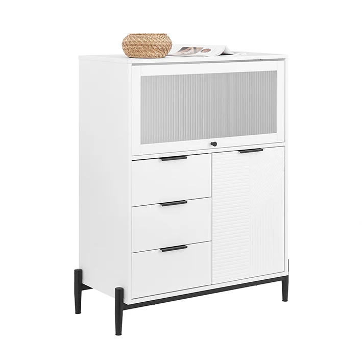 SoBuy Sideboard Aufbewahrungsschrank Flurschrank Weiß-Schwarz 92x119x40cm FSB94-W