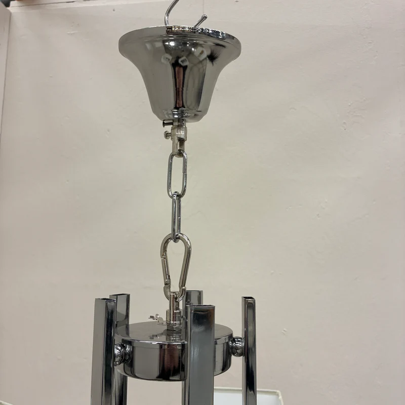 Kronleuchter Luster Hängelampe Deckenlampe Chrom Stoffschirm Lampe Gebraucht