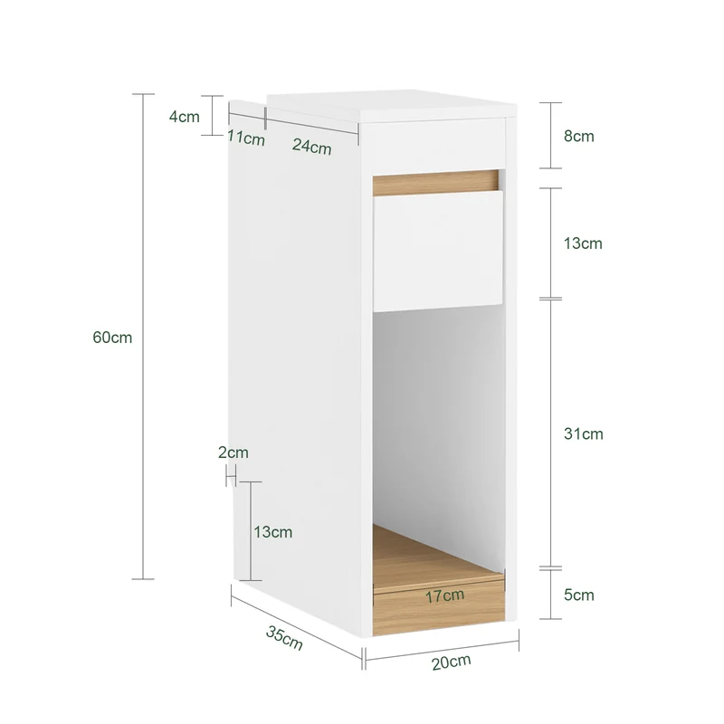 SoBuy | Nachttisch Beistelltisch Sofatisch Teetisch | Weiß-Natur | 20x60x35 cm | FBT163-WN