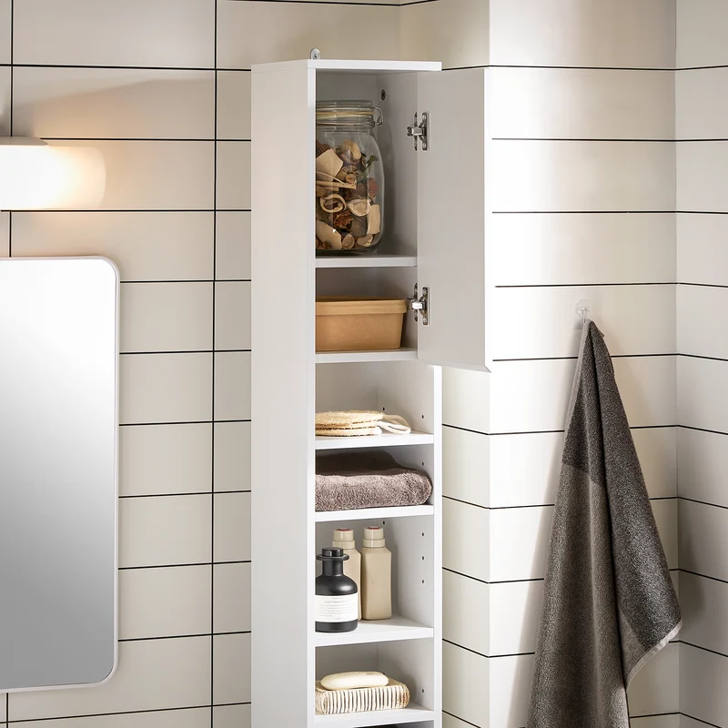 SoBuy Kylpyhuone kaappi Korkea kaappi laatikkoa BZR160-W