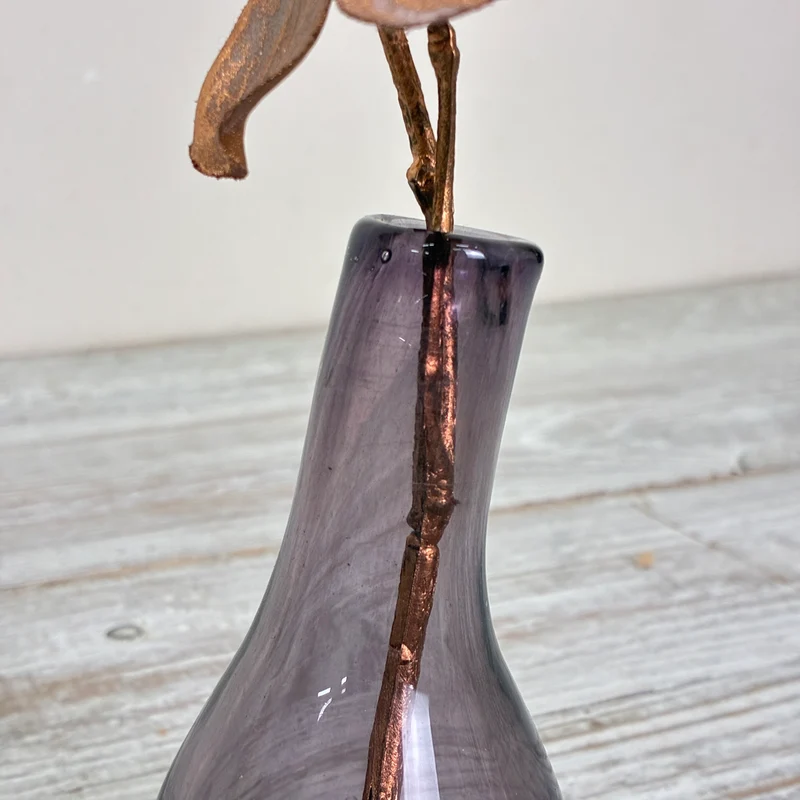 Kleine Glasvase Tropfenvase Flaschenform Rauchglas Lila Vase Gebraucht