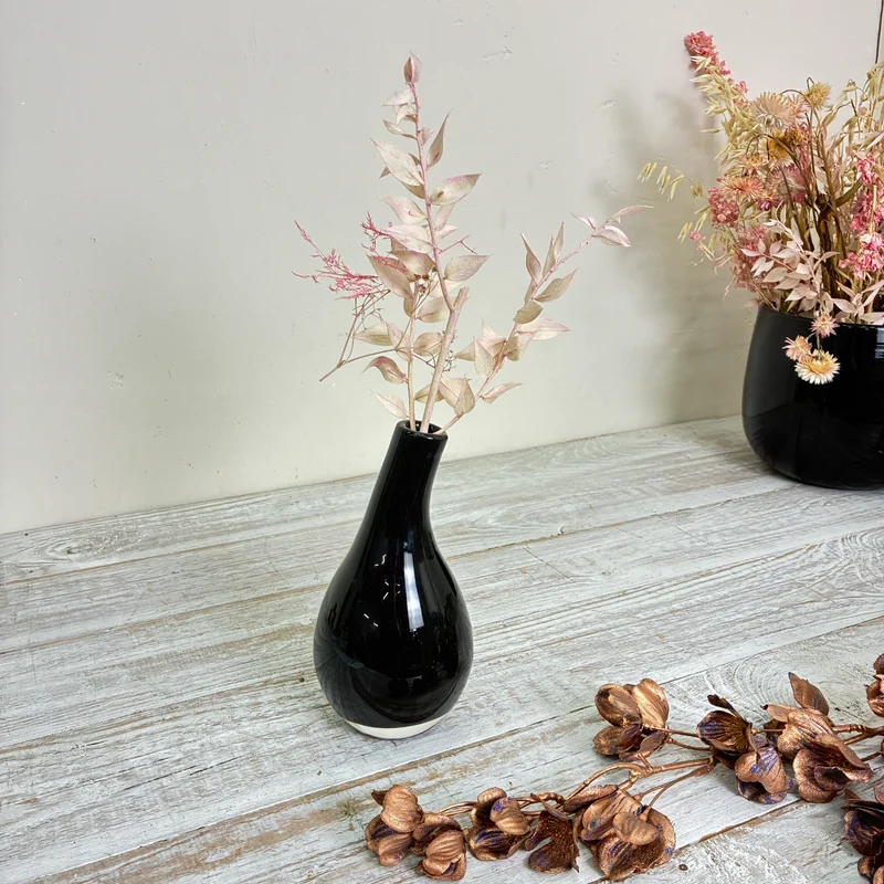 Glasvase Tropfenvase Flaschenform Rauchglas Schwarz Vase Gebraucht