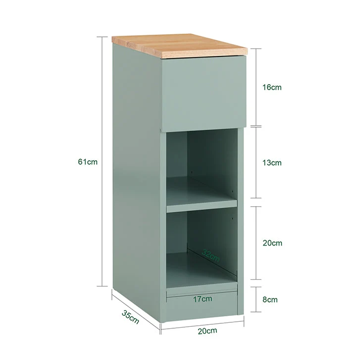 SoBuy | Nachttisch schmal |Beistelltisch mit Schublade | Grün | 20x61x35cm | FBT111-GR