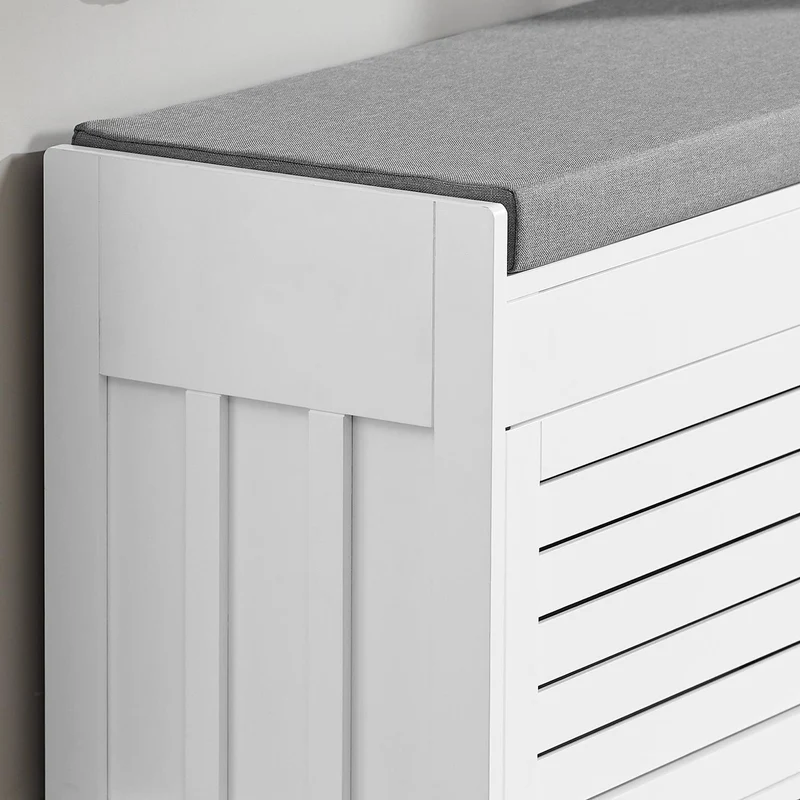 SoBuy Säilytyspenkki Tyynyllä puukuitulevyä ja lastulevyä Valkoinen FSR102-W
