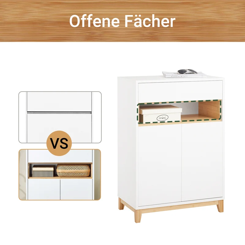 SoBuy | Sideboard | Aufbewahrungsschrank | Flurschrank | Kommode | Küchenschrank | FSB97-WN