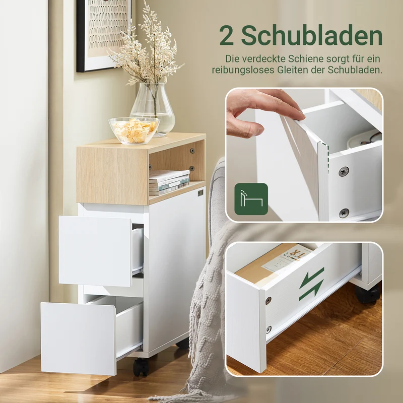 SoBuy | Nachttisch | Badrollwagen | Nischenregal | Boxspringbett | schmal Beistelltisch | FBT155-WN