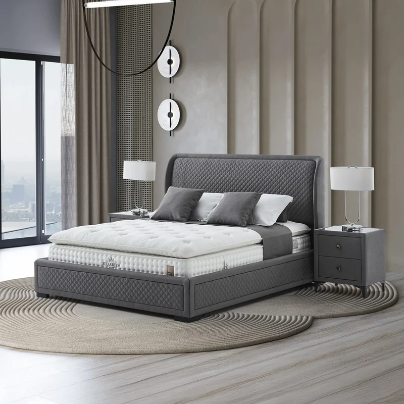 Elizabeth Laura Boxspringbett Set inkl. Matratze – 1600 Federn, 3D Balance Pocket & Antibakterieller Viskosestoff für Luxuriösen Schlafkomfort