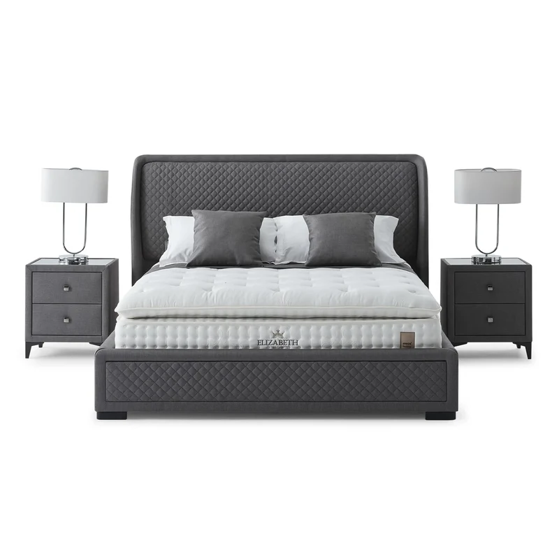 Elizabeth Laura Boxspringbett Set inkl. Matratze – 1600 Federn, 3D Balance Pocket & Antibakterieller Viskosestoff für Luxuriösen Schlafkomfort