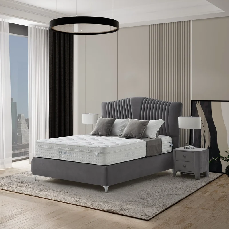 Climalatex Petra Boxspringbett Set inkl. Matratze: Naturlatex, 5-Zonen-Federkern & Climatex-Technologie für Erholsamen Schlaf – Optimale Körperanpassung und Temperaturregulierung