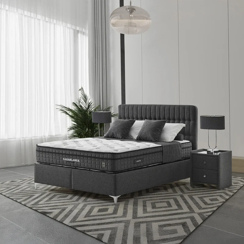 Casablanca Punto Boxspringbett Set: 5-Zonen-Federkern, Doppelkern-Technologie & Atmungsaktives Gewebe für Gesunden Schlaf – Elegantes Design und Optimaler Komfort