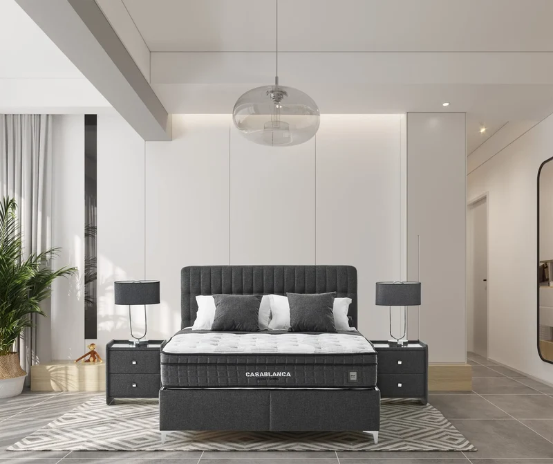 Casablanca Punto Boxspringbett Set: 5-Zonen-Federkern, Doppelkern-Technologie & Atmungsaktives Gewebe für Gesunden Schlaf – Elegantes Design und Optimaler Komfort
