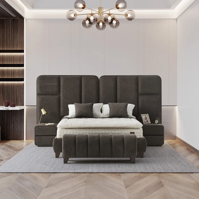 Brown Dublin Boxspringbett Set: 5-Zonen-Taschenfederkern, Mikro-Federkern & Doppelkern-Technologie für Optimalen Schlafkomfort – Kühlend, Ergonomisch & Wirbelsäulenunterstützend