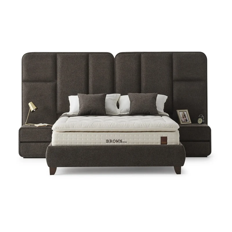 Brown Dublin Boxspringbett Set: 5-Zonen-Taschenfederkern, Mikro-Federkern & Doppelkern-Technologie für Optimalen Schlafkomfort – Kühlend, Ergonomisch & Wirbelsäulenunterstützend