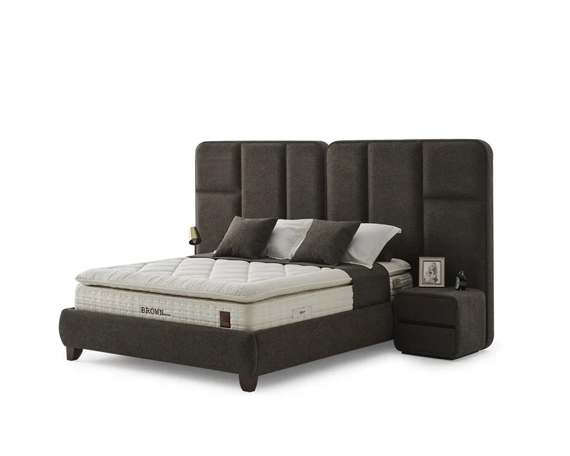 Brown Dublin Boxspringbett Set: 5-Zonen-Taschenfederkern, Mikro-Federkern & Doppelkern-Technologie für Optimalen Schlafkomfort – Kühlend, Ergonomisch & Wirbelsäulenunterstützend