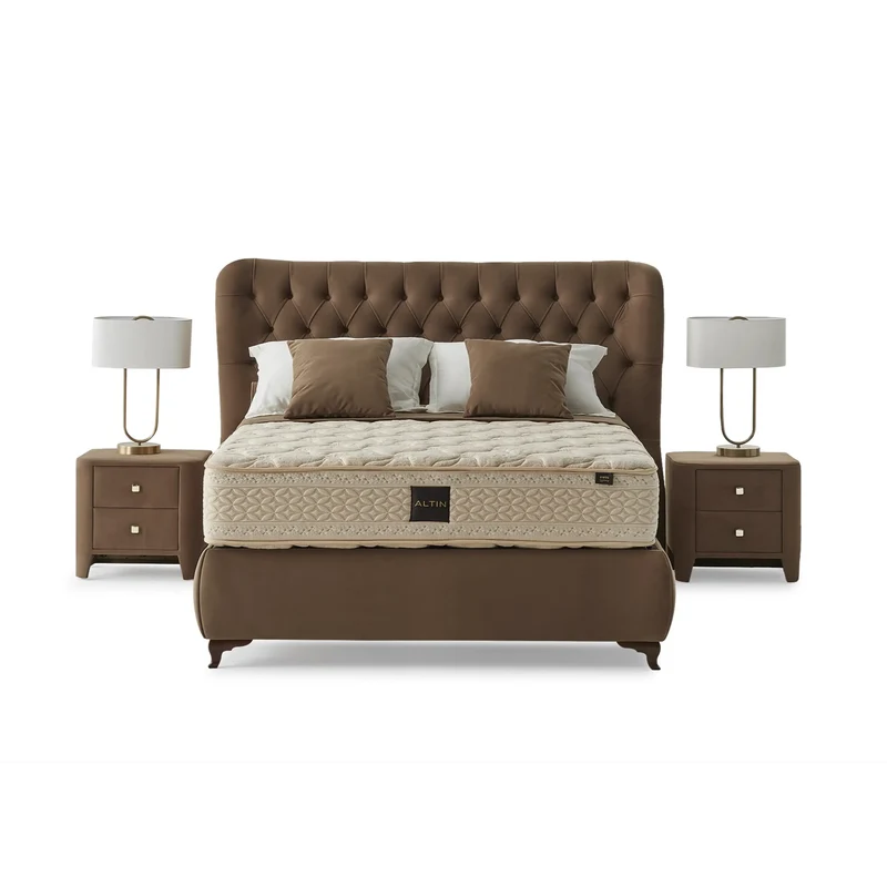 Altin Olivia Boxspringbett Set: Ultra-Harte Matratze mit 100% Schafwolle, 4-Jahreszeiten-Komfort & Bonell-Federsystem – Perfekte Temperaturregulierung für erholsamen Schlaf