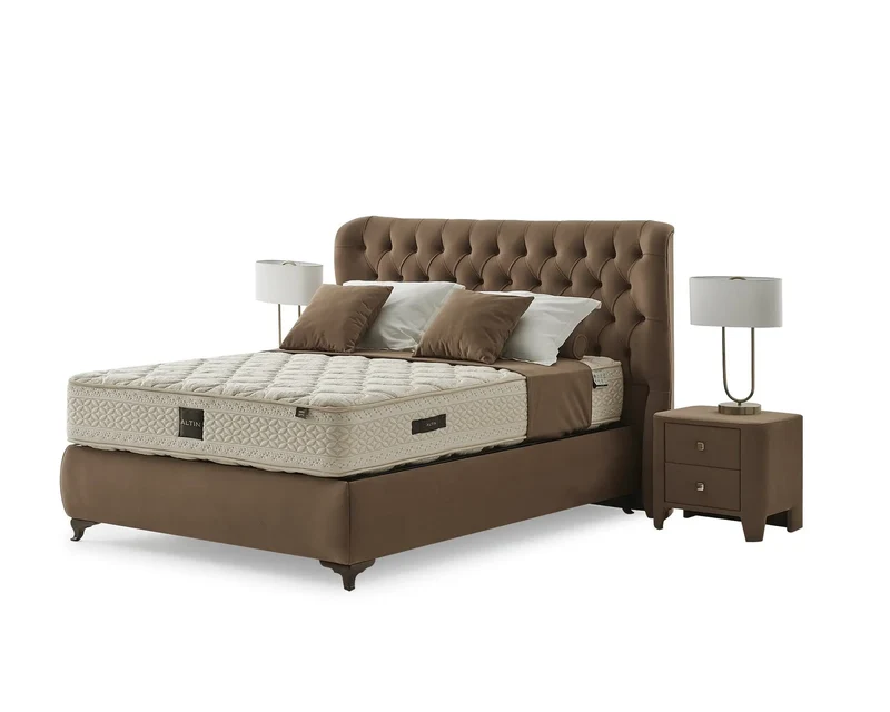 Altin Olivia Boxspringbett Set: Ultra-Harte Matratze mit 100% Schafwolle, 4-Jahreszeiten-Komfort & Bonell-Federsystem – Perfekte Temperaturregulierung für erholsamen Schlaf