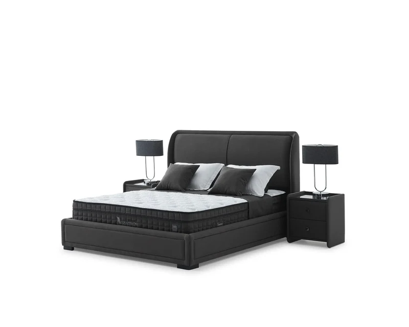 Albatros Boxspringbett Set: Elegantes Design inkl. Matratze mit 2000 ultra-harten Taschenfedern, Feder-Schaumstoff & Strickstoff – Rückenschonender Schlafkomfort für Paare