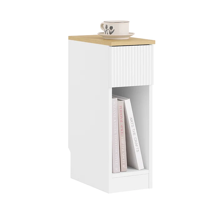 SoBuy | Nachttisch schmal | mit Wellen-Design-Schublade | Weiß | 20x60x35cm | FBT111-W