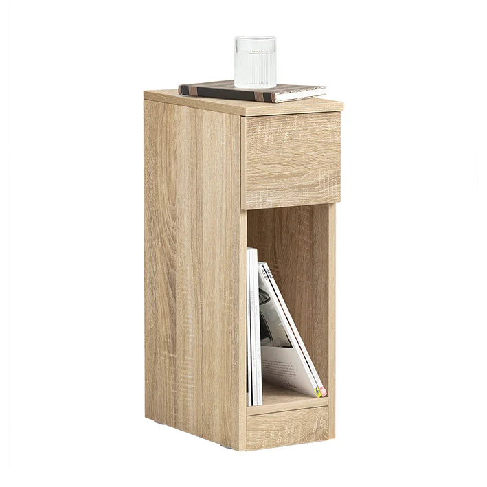 SoBuy Nachttisch schmal | mit Schublade Natur | 20x60x35cm | FBT111-N
