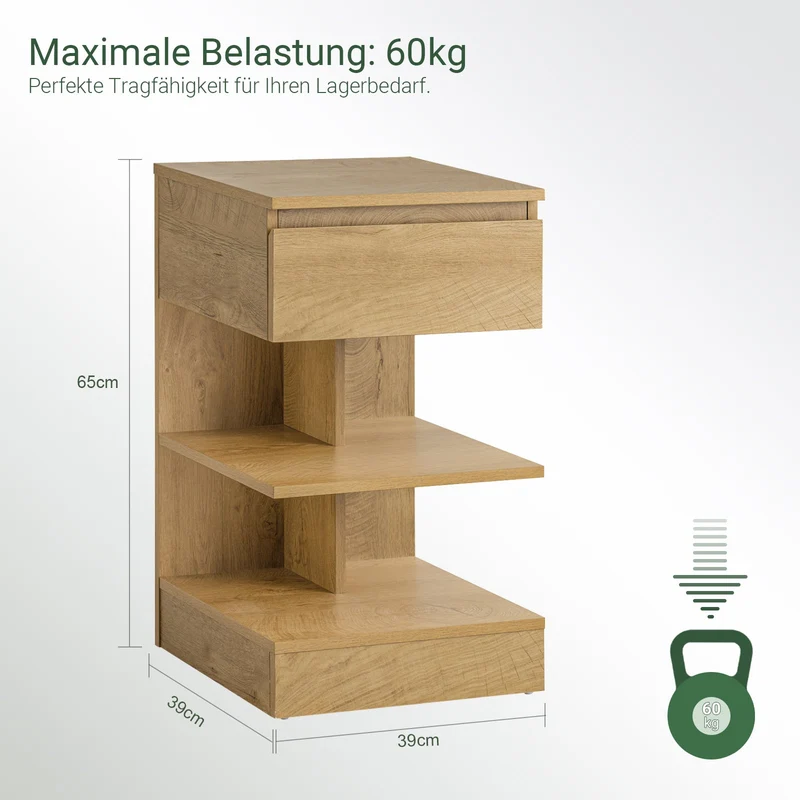 SoBuy | Nachttisch | Nachtschrank | Beistelltisch | Kommode Natur | FBT49-N