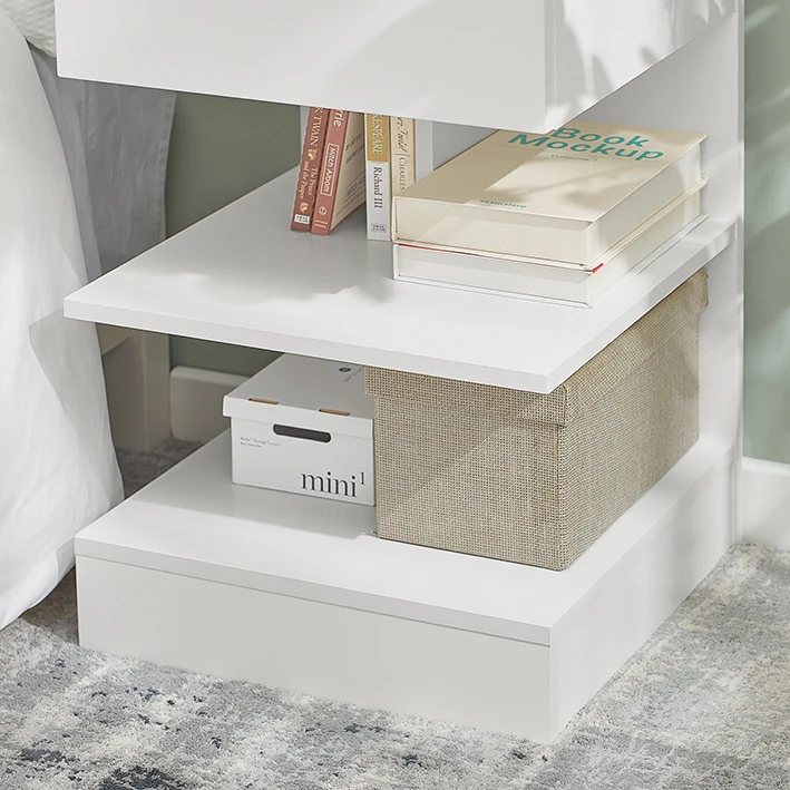 SoBuy | Nachttisch | Fürs Schlafzimmer | Beistelltisch | Kommode Weiß | FBT49-Wx2
