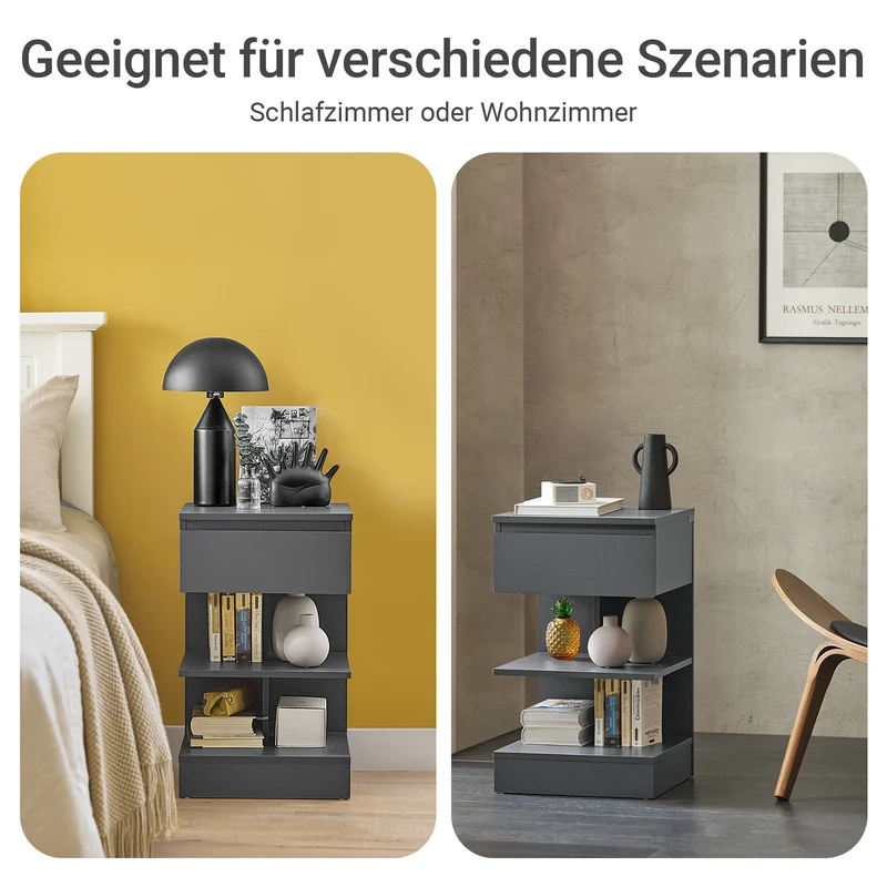 SoBuy | 2er Set Nachttisch schmal | Beistelltisch | Kommode Grau | FBT49-HGx2