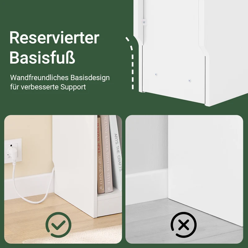 SoBuy | 2er Set Nachttisch schmal Nachtschrank mit Ladestation | Weiß-Natur | 20x60x35cm | FBT111-E-WNx2