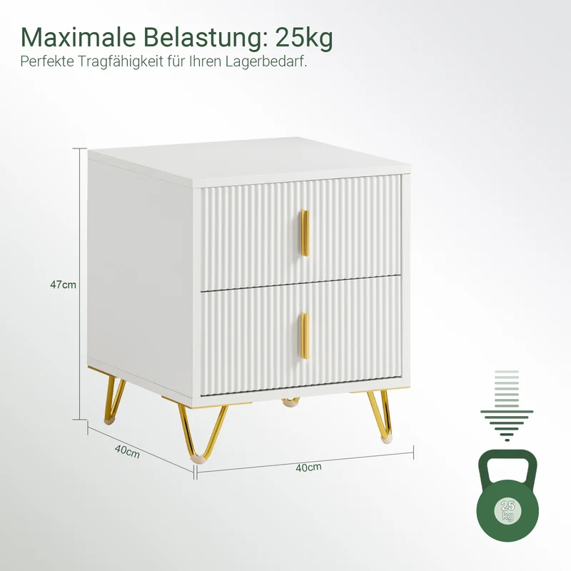 SoBuy | Nachttisch 2er Set | mit 2 Schubladen | Weiß | FBT115-WX2