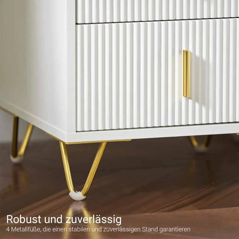 SoBuy | Nachttisch 2er Set | mit 2 Schubladen | Weiß | FBT115-WX2
