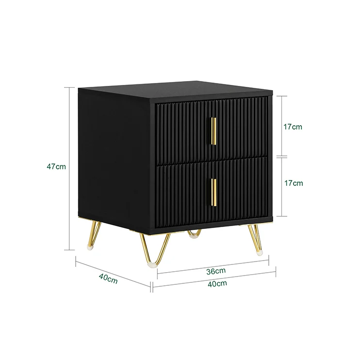 SoBuy | Nachttisch 2er Set Schwarz | mit 2 Schubladen | FBT115-SCHx2
