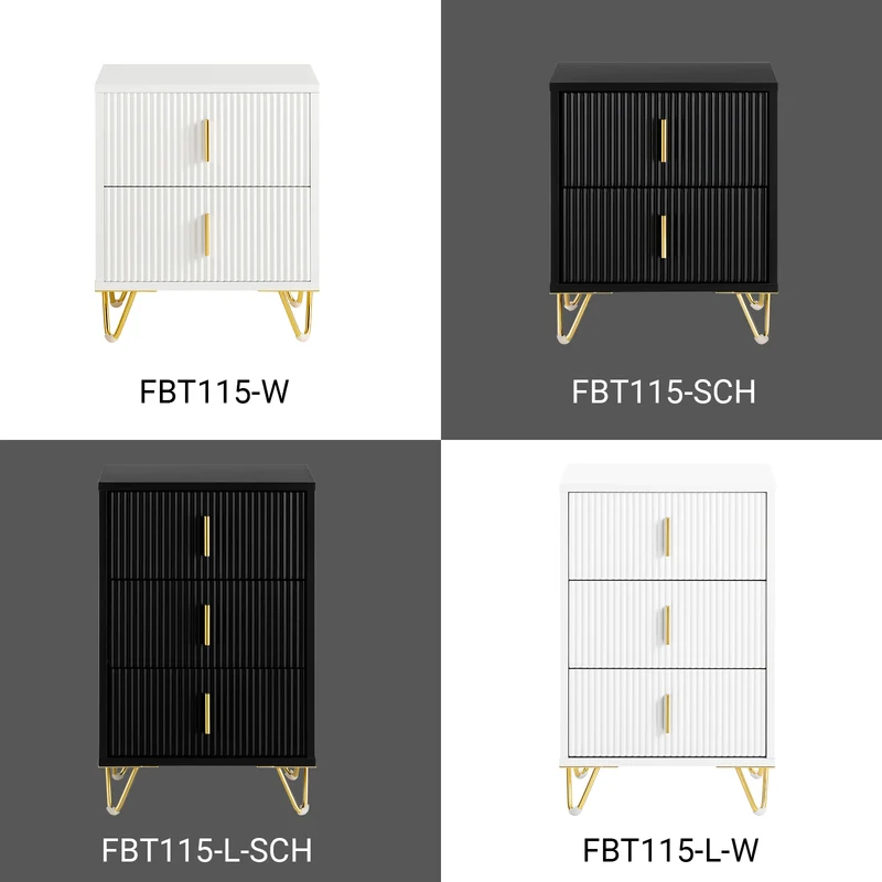 SoBuy | Nachttisch 2er Set Schwarz | mit 2 Schubladen | FBT115-SCHx2