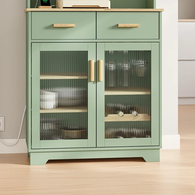 SoBuy | Hochschrank Küchenschrank freistehend Grün | 78×38×180 cm | FSB108-E-GR