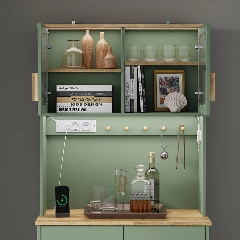 SoBuy | Hochschrank Küchenschrank freistehend Grün | 78×38×180 cm | FSB108-E-GR