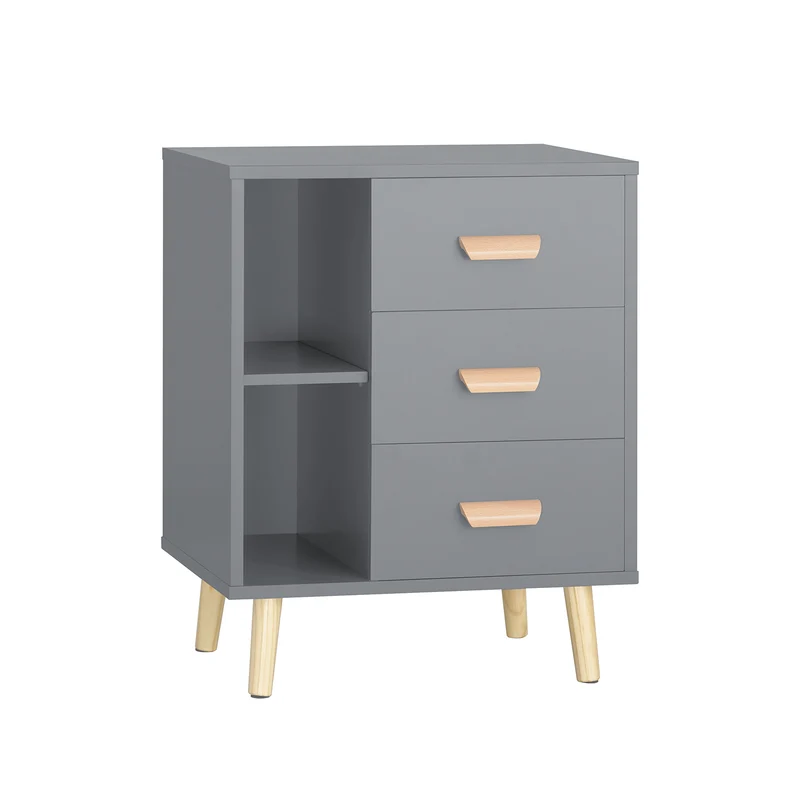 SoBuy Stolik nocny z 3 szufladami, stolik kawowy FBT95-HG