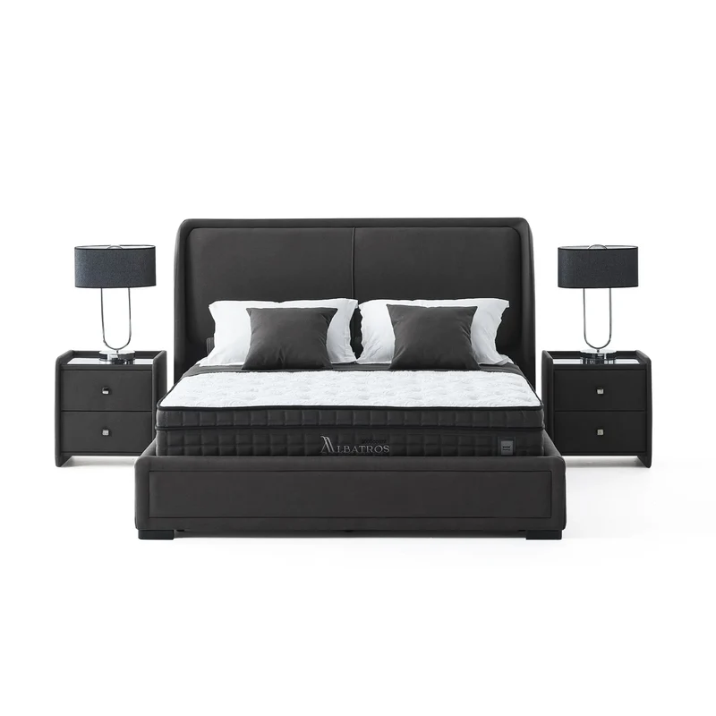 Albatros Palmera Set: Modernes Boxspringbett inkl. Matratze, Taschenfederkern & gepolstertem Kopfteil – Luxus-Design & höchster Schlafkomfort für Ihre Wohlfühloase