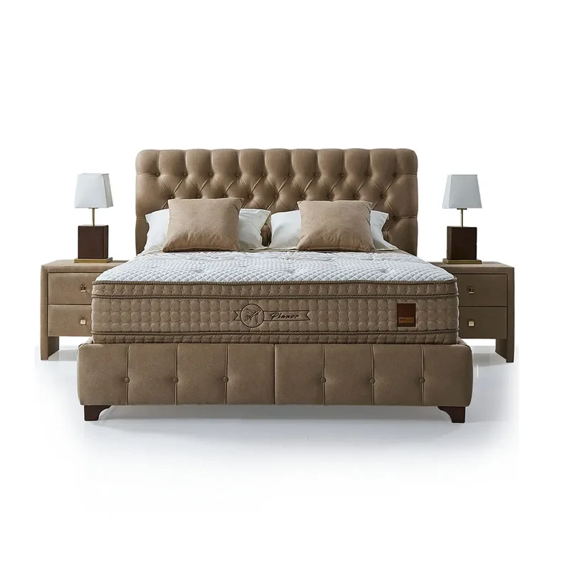 Planor Tommy Boxspringbett Set – 38 cm Dicke Matratze, Extra Weiche Polsterung & Bonell-Federkern für Luxuriösen Schlafkomfort