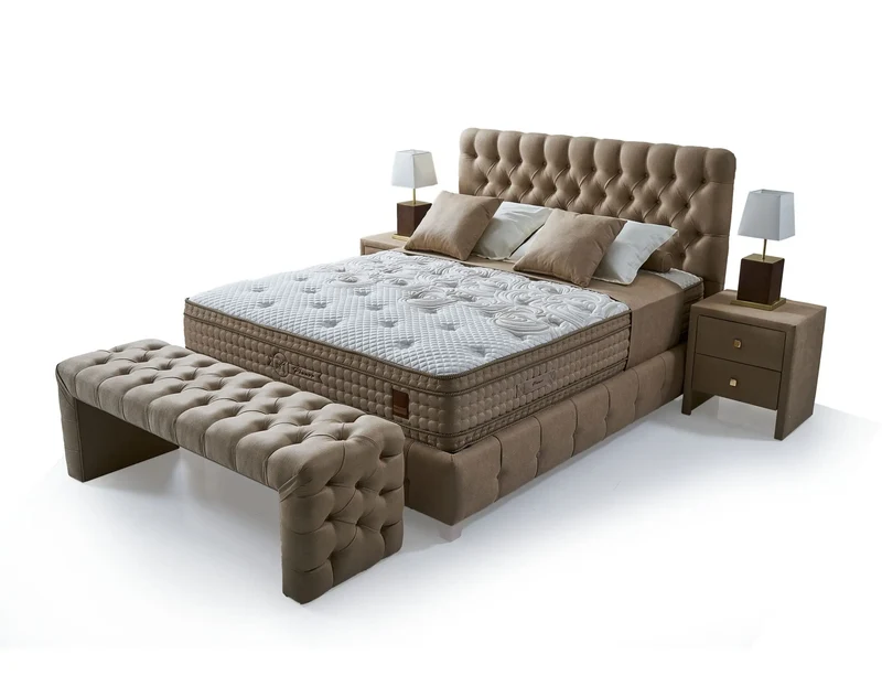 Planor Tommy Boxspringbett Set – 38 cm Dicke Matratze, Extra Weiche Polsterung & Bonell-Federkern für Luxuriösen Schlafkomfort