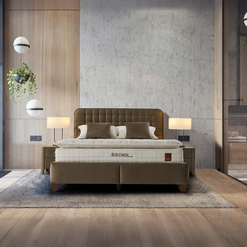 Brown Letto Boxspringbett Set: 5-Zonen-Federkern, Mikro-Federkern & Triplex-Technologie für Optimale Wirbelsäulenunterstützung – Kühlend, Erholsam & Komfortabel