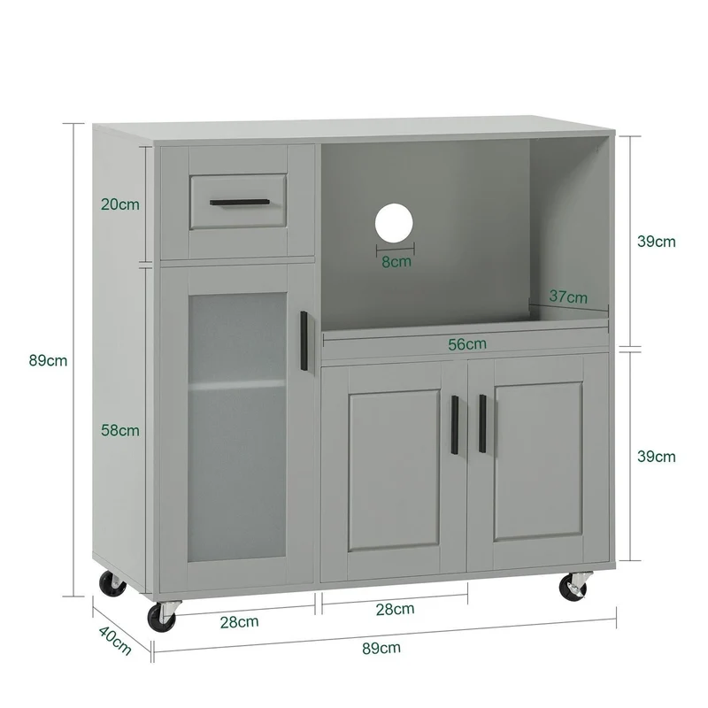 SoBuy Mikrofalówkę szafka na kókach FSB78-HG