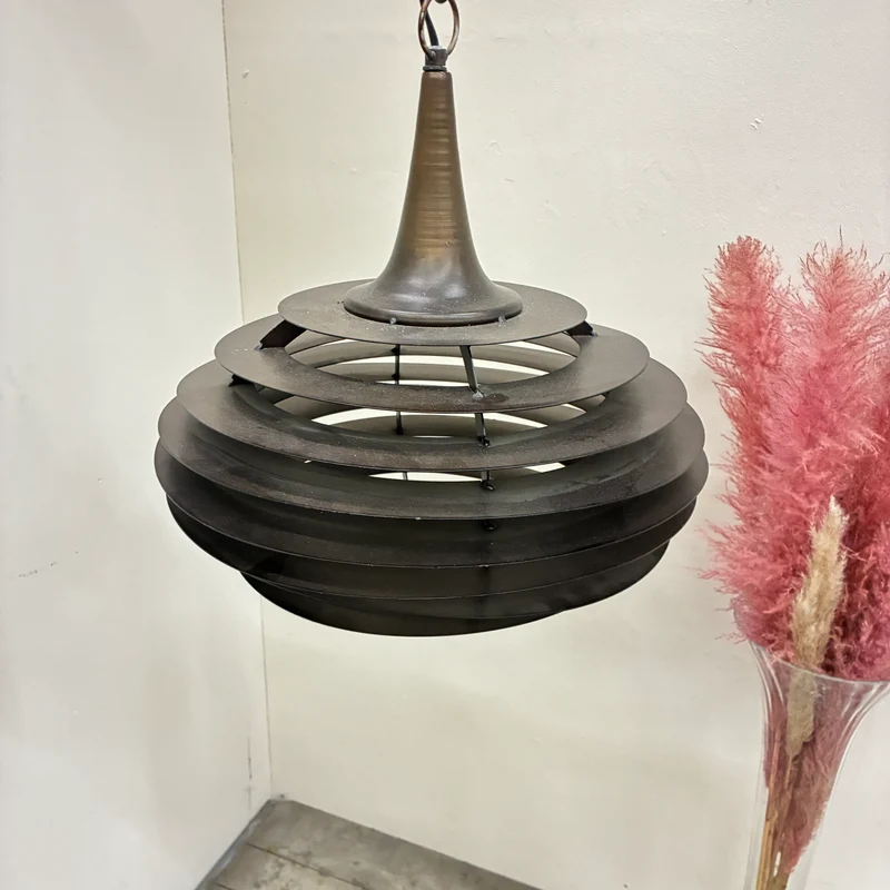 PTMD Hängeleuchte Norris Metall Hängelampe 40cm Lamellendesign Bronze Industrial Lampe