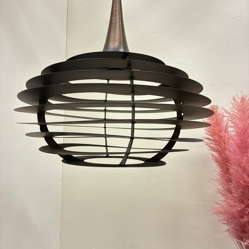 PTMD Hängeleuchte Norris Metall Hängelampe 40cm Lamellendesign Bronze Industrial Lampe