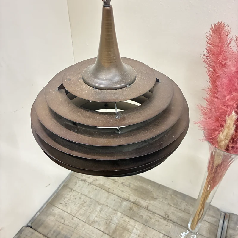 PTMD Hängeleuchte Norris Metall Hängelampe 40cm Lamellendesign Bronze Industrial Lampe